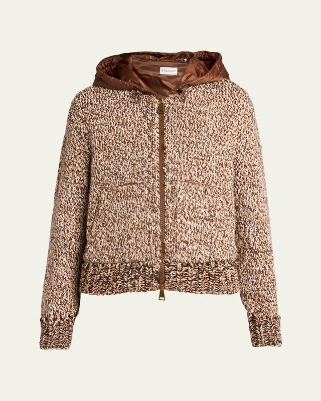 Marled Wool Hooded Combo Cardigan